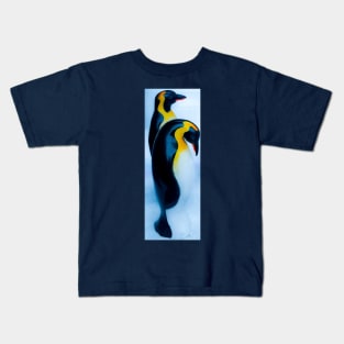 Two king or emperor penguins in white, black yellow. Kids T-Shirt